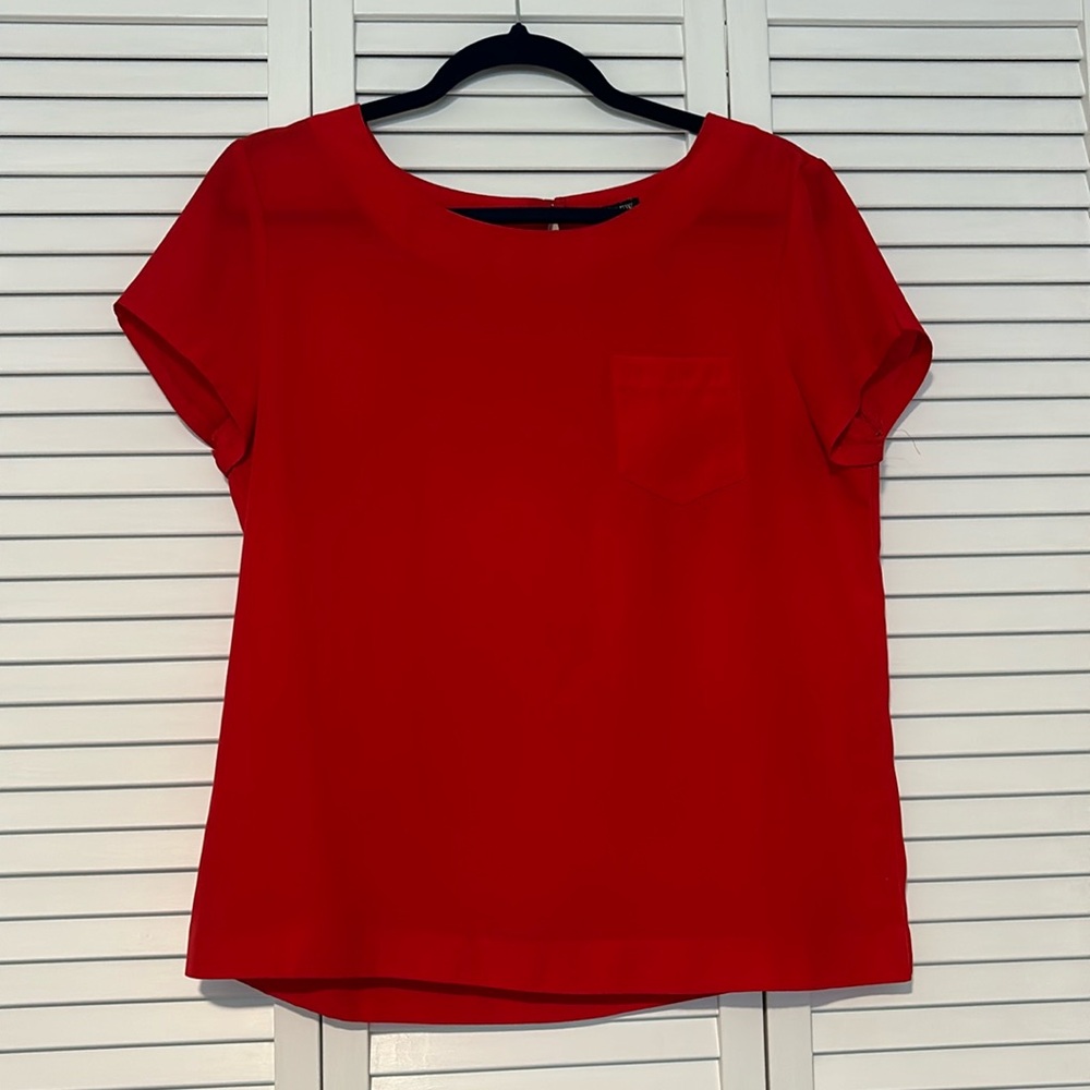 J. Crew Red Short Sleeve Shell Blouse